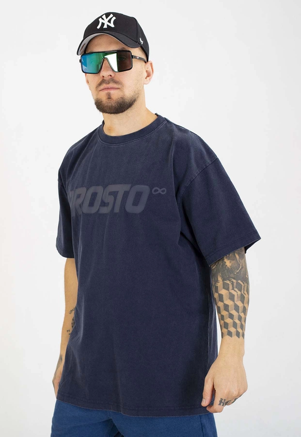 T-shirt Prosto Big Log granatowy sprany