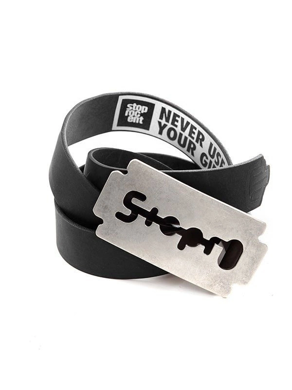 Pasek Stoprocent Razor czarno srebrny