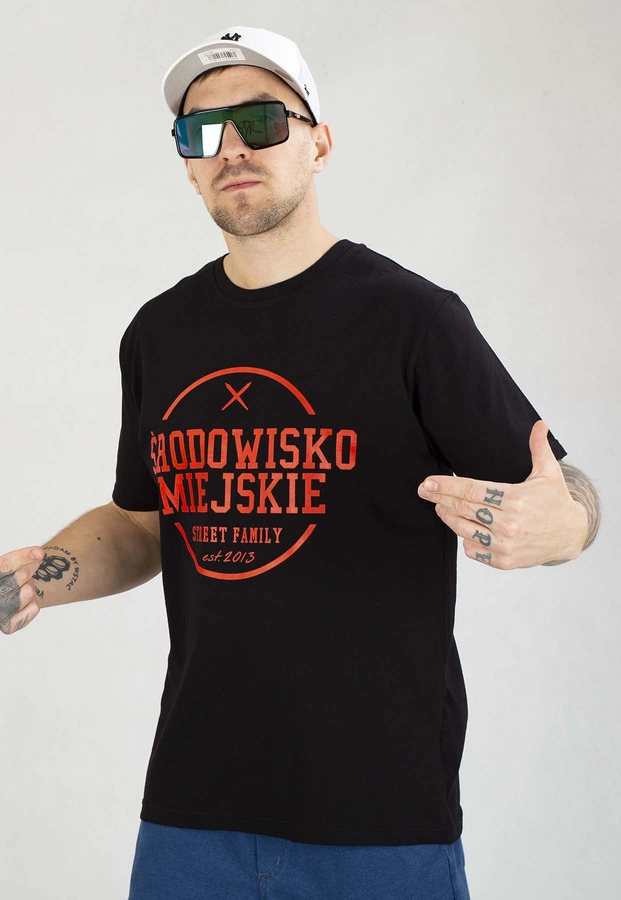 T-shirt Środowisko Miejskie Theme czarno czerwony