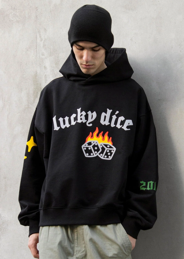 Bluza Lucky Dice Z Kapturem Bent Logo Color czarna