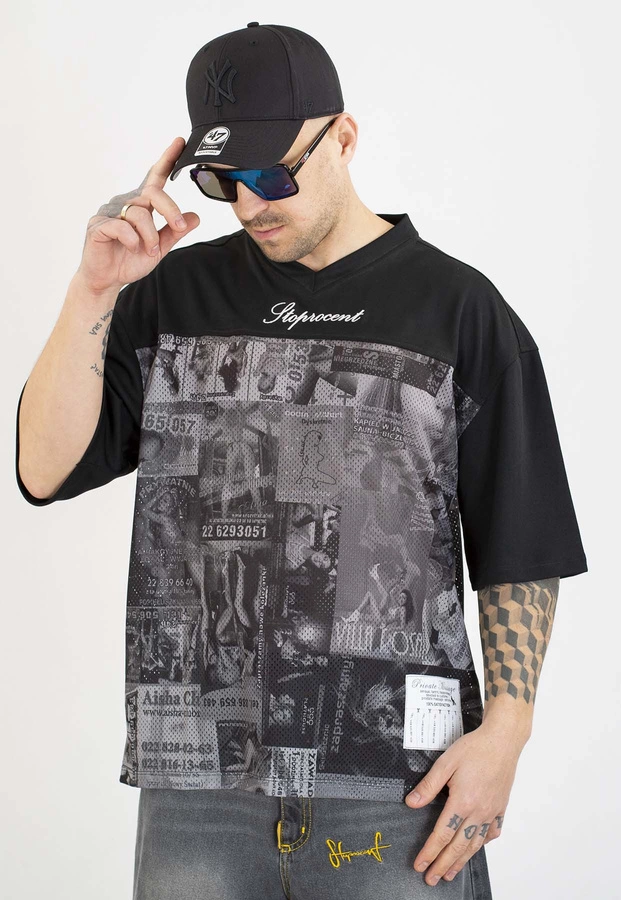 T-shirt Stoprocent Jersey Flyers czarno szary