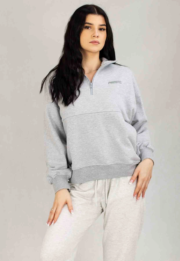 Bluza Prosto Bez Kaptura Half Zip Cla99y szara