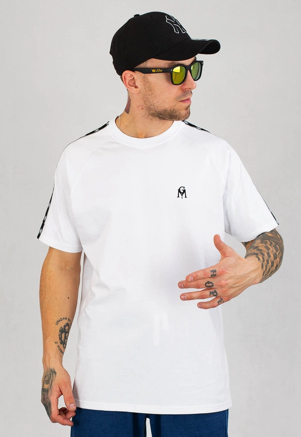 T-shirt Ganja Mafia GM Stripe biały
