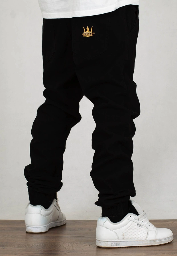 Spodnie Jigga Wear Jogger Crown czarno złote