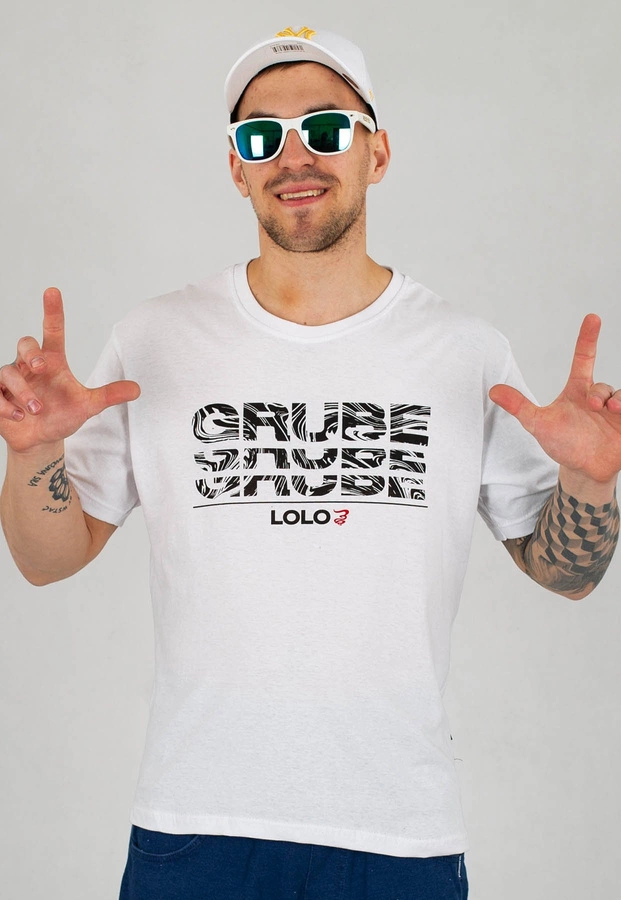 T-shirt Grube Lolo Triple Logo biały