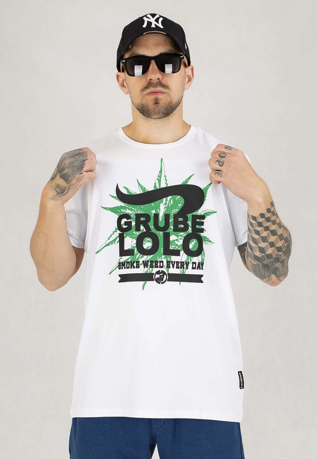 T-shirt Grube Lolo Weed biały