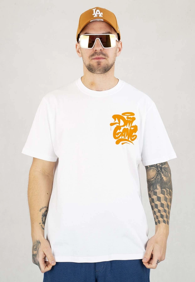 T-shirt Diil Spray biało pomarańczowy