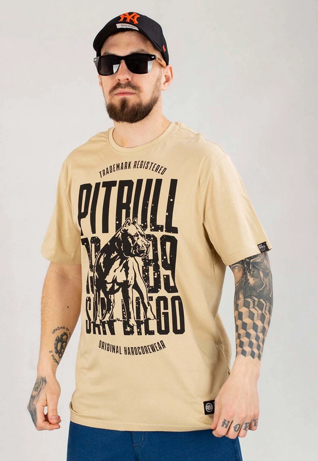 T-shirt Pit Bull San Diego Dog piaskowy