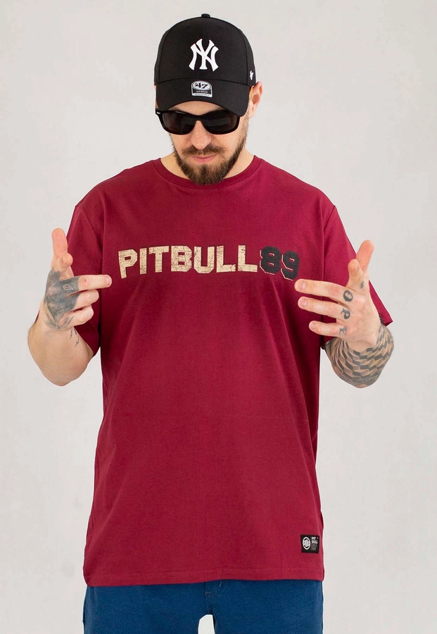 T-shirt Pit Bull Dog 89 bordowy