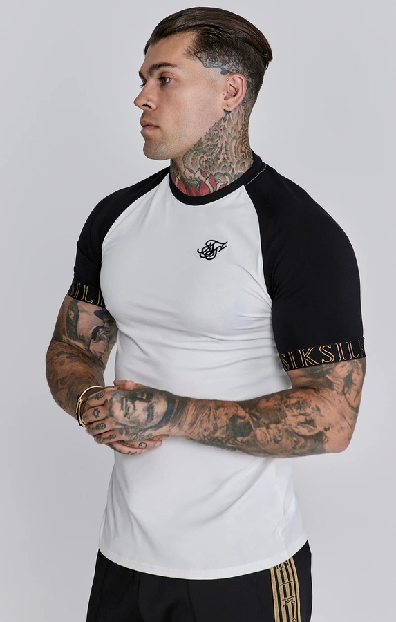 T-shirt SikSilk Tech SS-26771 biało czarny