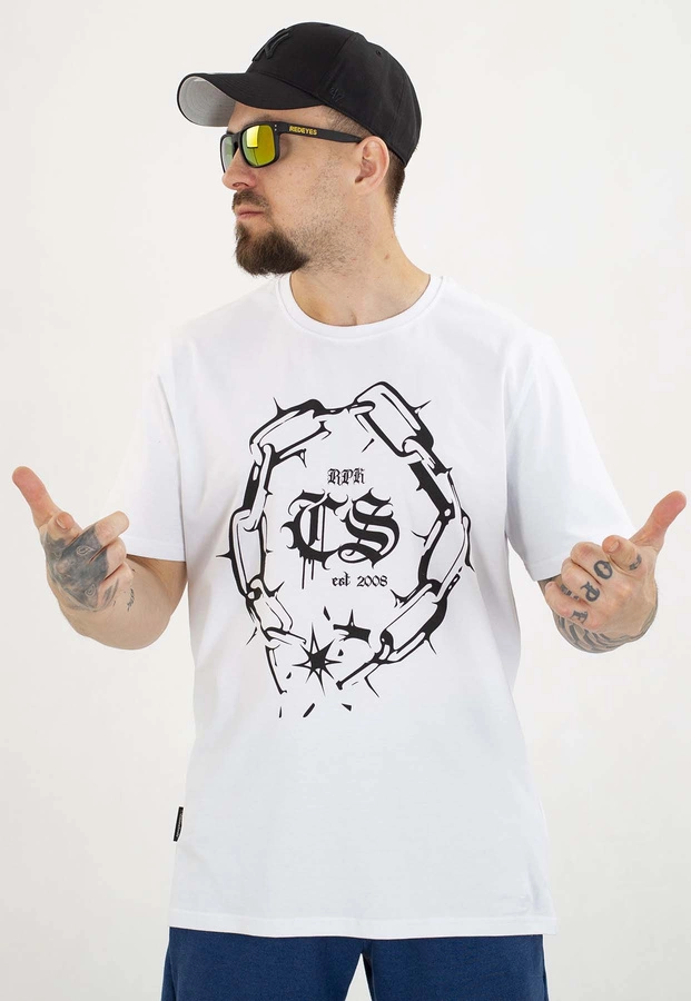 T-shirt Ciemna Strefa Łańcuch Gotyk biały