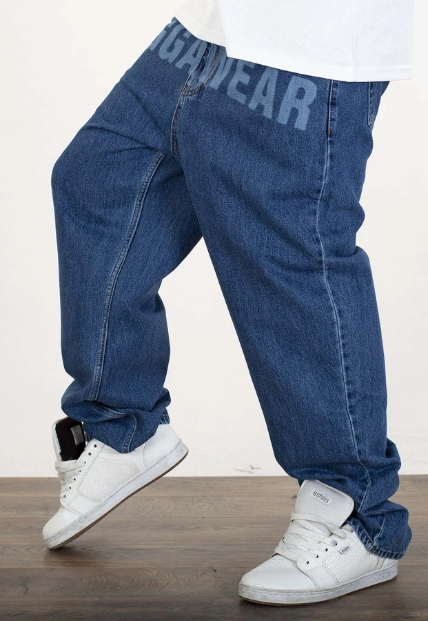Spodnie Jigga Wear Baggy Jeans Front Laser Blue