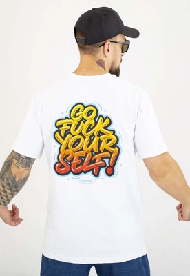 T-shirt Motive Go Back biały