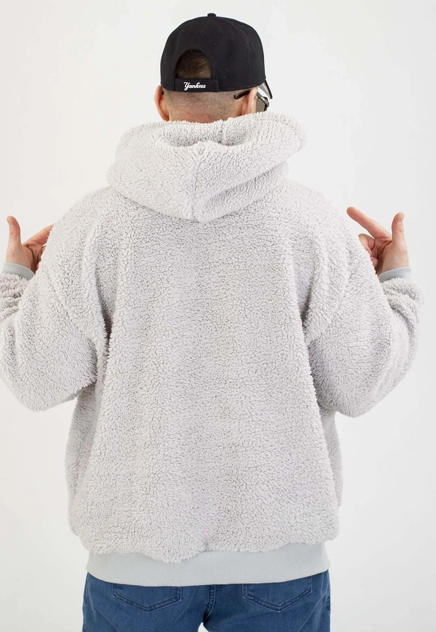 Bluza Jigga Wear Z Kapturem Teddy Simple Crown Oversize Zip szara