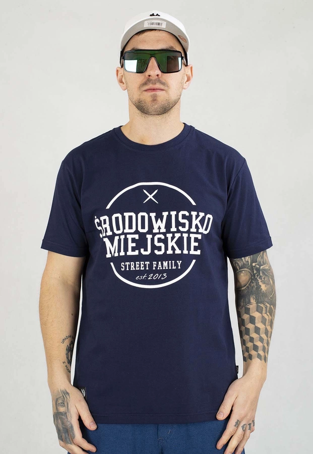 T-shirt Środowisko Miejskie Theme granatowo biały