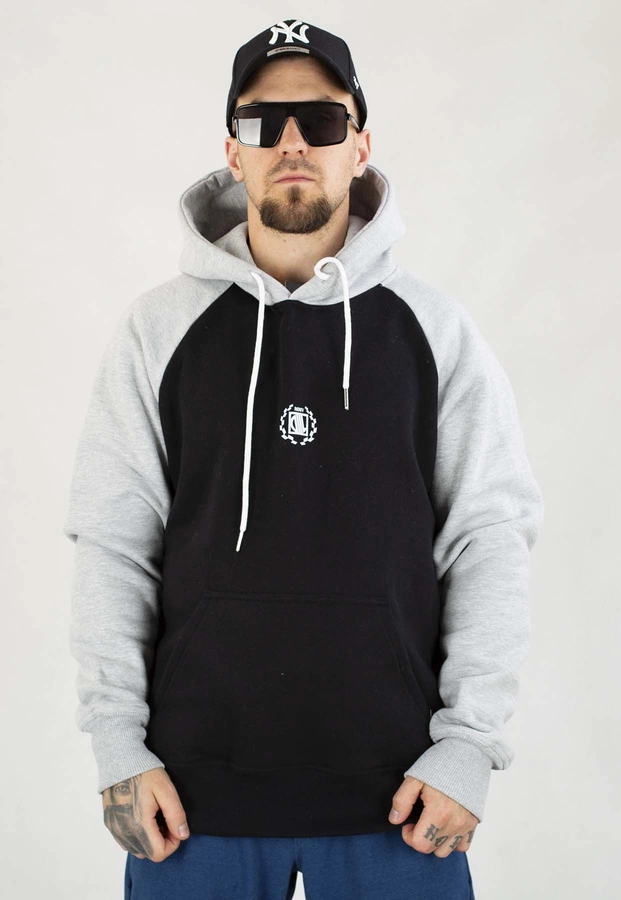 Bluza Diil Z Kapturem Reglan czarno szara