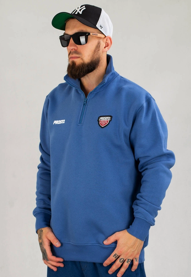 Bluza Prosto Bez Kaptura Half Zip Mastem niebieska