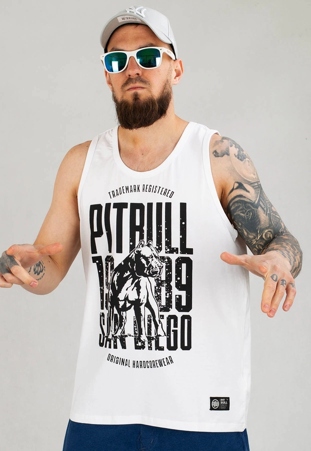 Tank Pit Bull Slim Fit San Diego Dog biały