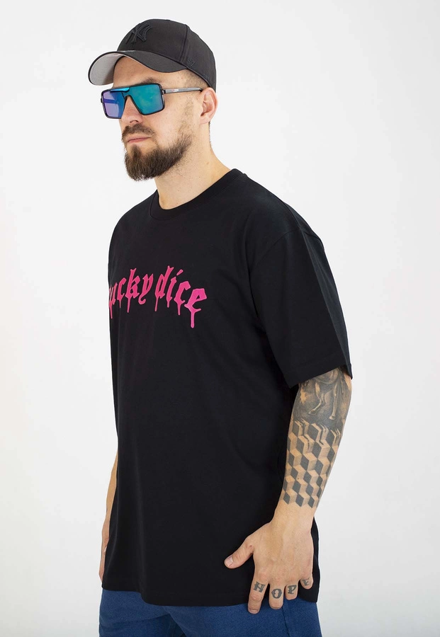 T-shirt Lucky Dice Baggy LD Melt czarno różowy