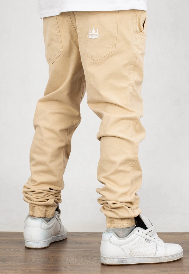 Spodnie Jigga Wear Jogger Crown Stitch beige white