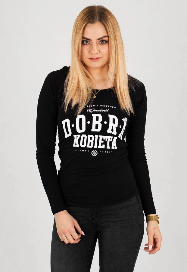 Longsleeve Ciemna Strefa Dobra Kobieta czarno biały