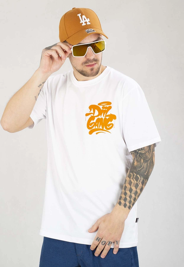 T-shirt Diil Spray biało pomarańczowy