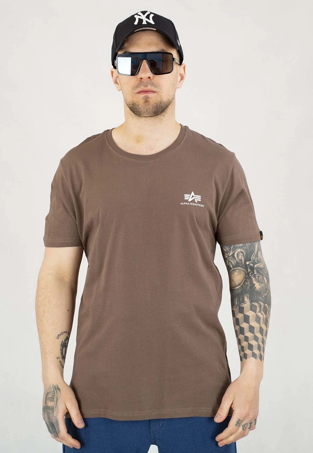 T-shirt Alpha Industries Basic Small Logo 188505 brązowy