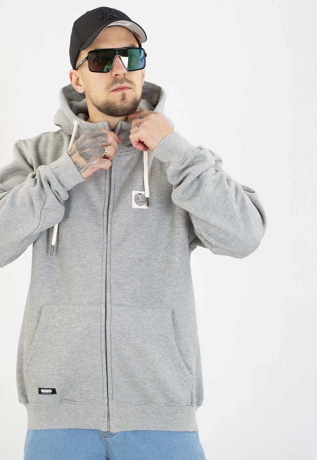Bluza Mass Z Kapturem ZIP Patch szara