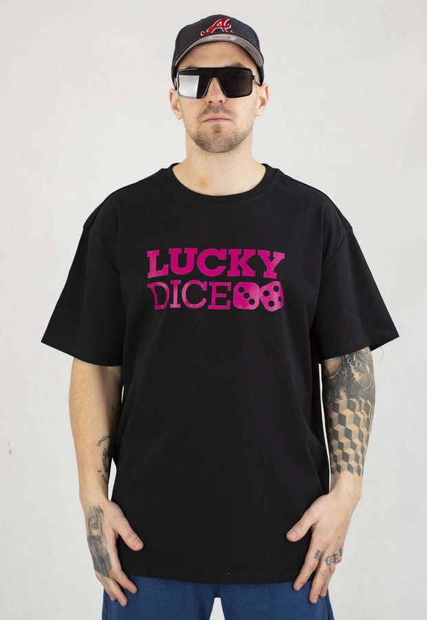 T-shirt Lucky Dice Baggy LD Classic czarno różowy