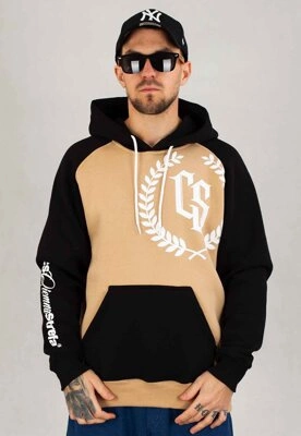 Bluza Ciemna Strefa Z Kapturem CS Laur Reglan czarno beżowa