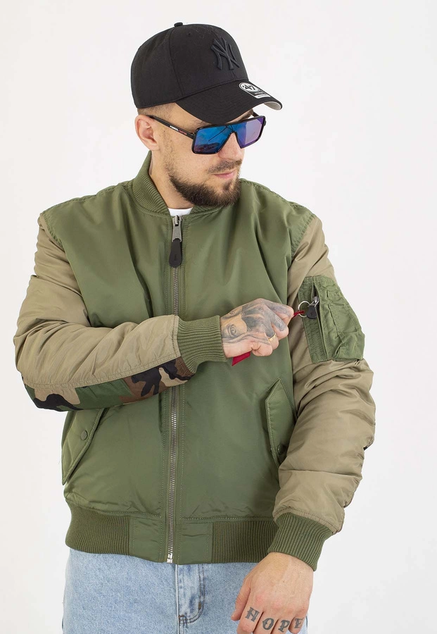 Kurtka Alpha Industries MA-1 Camo Back Embroidery 258120 zielona