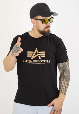 T-shirt Alpha Industries Basic Foil Print 100501FP czarno złoty