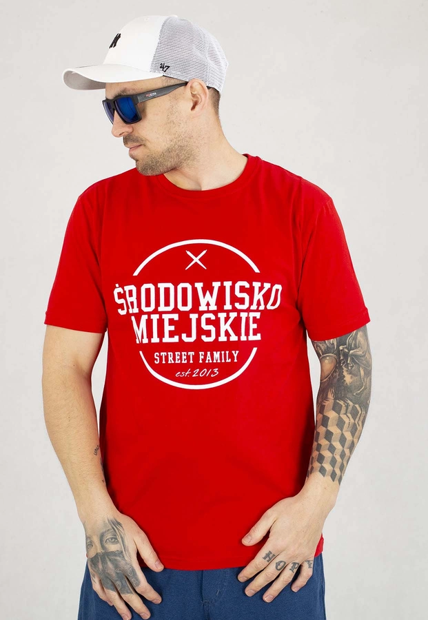 T-shirt Środowisko Miejskie Theme czerwono biały