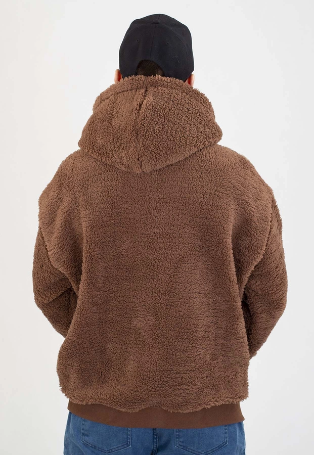Bluza Jigga Wear Z Kapturem Teddy Simple Crown Oversize Zip brązowa