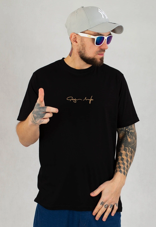 T-shirt Ganja Mafia Podpis Mini Gold czarny