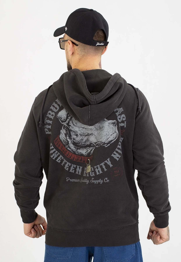Bluza Pit Bull Z Kapturem ZIP Strenght & Respect washed dark graphite