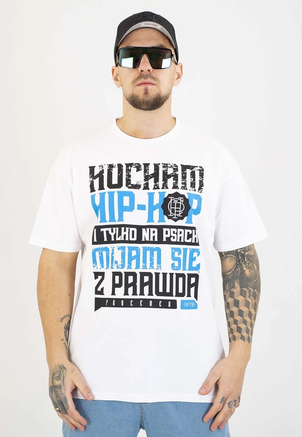 T-shirt Chada Proceder Kocham Hip Hop biały