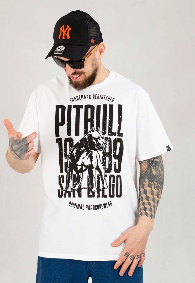 T-shirt Pit Bull San Diego Dog biały