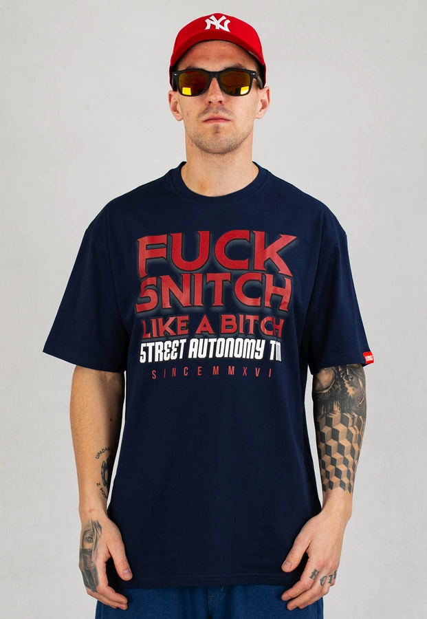 T-shirt Street Autonomy Fuck Snitch granatowy