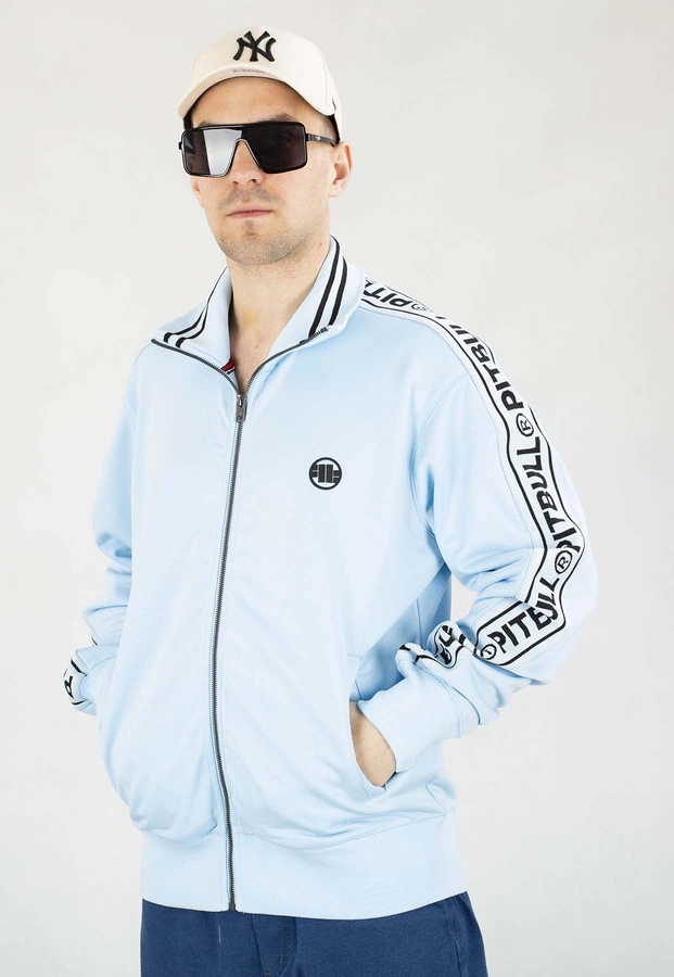 Bluza Pit Bull Bez Kaptura Zip Oldschool Tape Logo błękitna