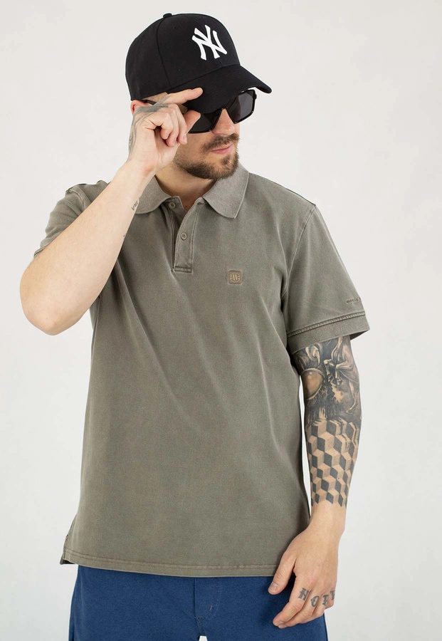 T-shirt Polo Pit Bull Washed Pique Small Logo dark brown