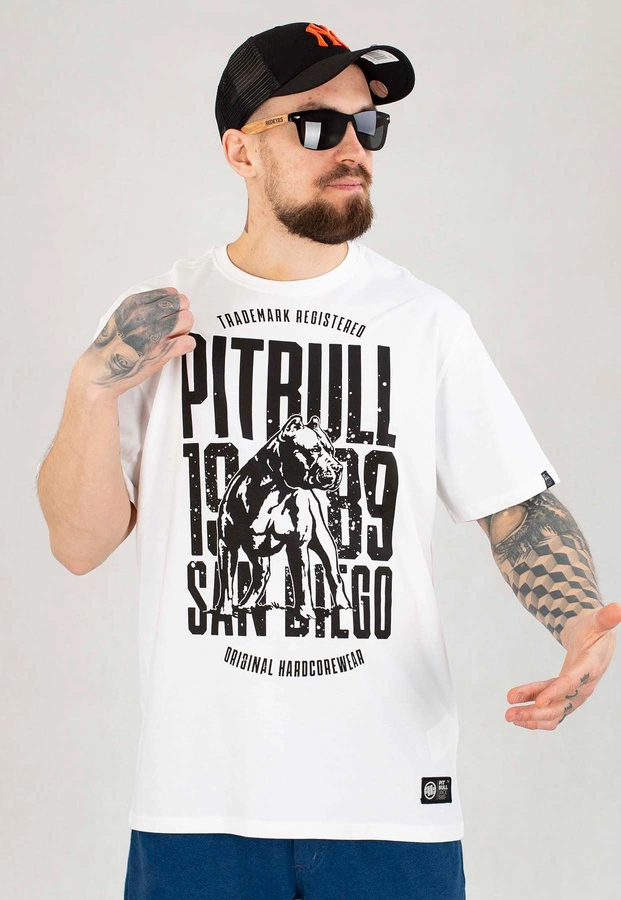 T-shirt Pit Bull San Diego Dog biały