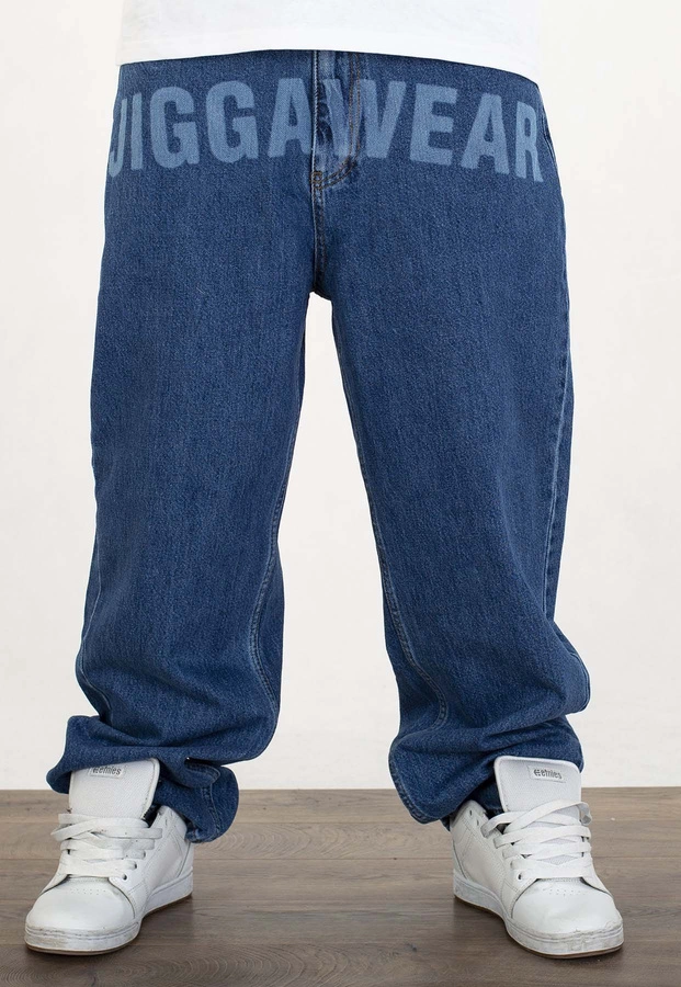 Spodnie Jigga Wear Baggy Jeans Front Laser Blue