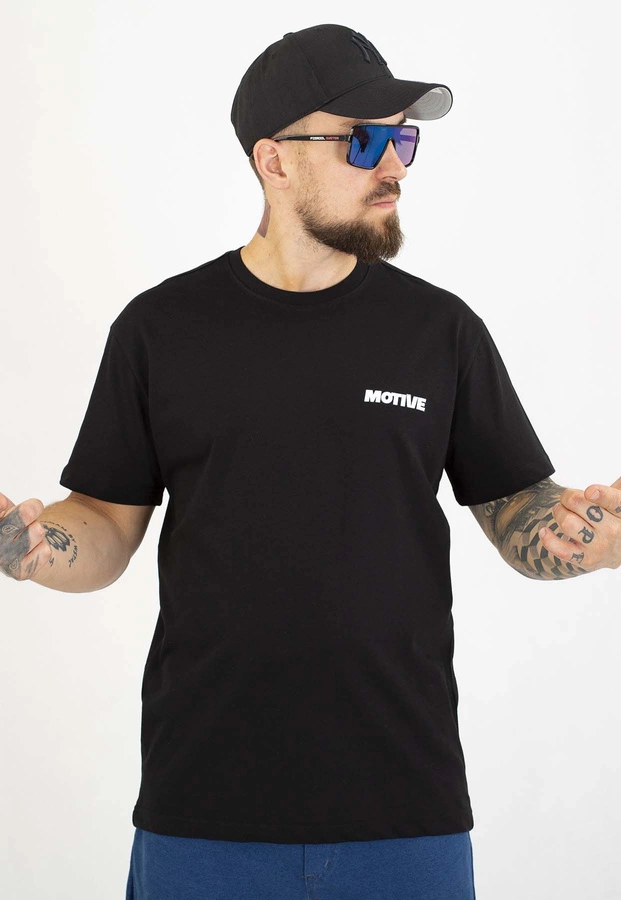 T-shirt Motive Yourself Back Yellow Blue Logo czarny
