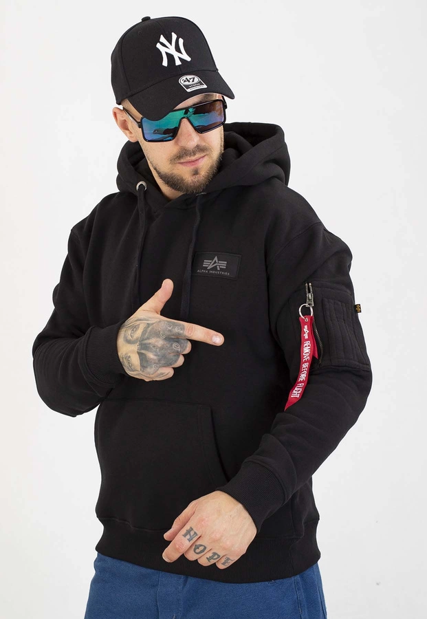 Bluza Alpha Industries Z Kapturem Back Print 178318 czarna