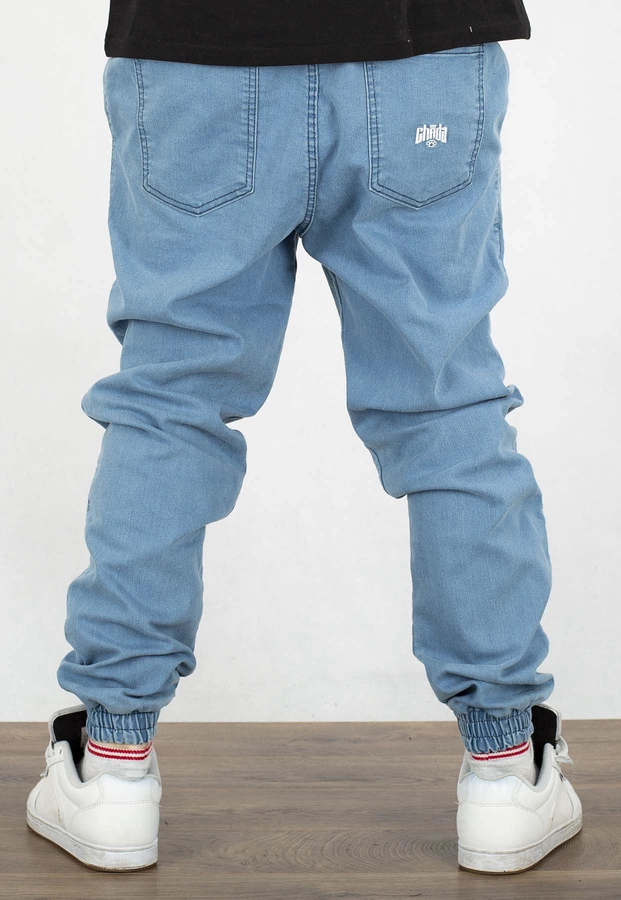 Spodnie Chada Jeans Joggery Kastet Logo jasne niebieskie