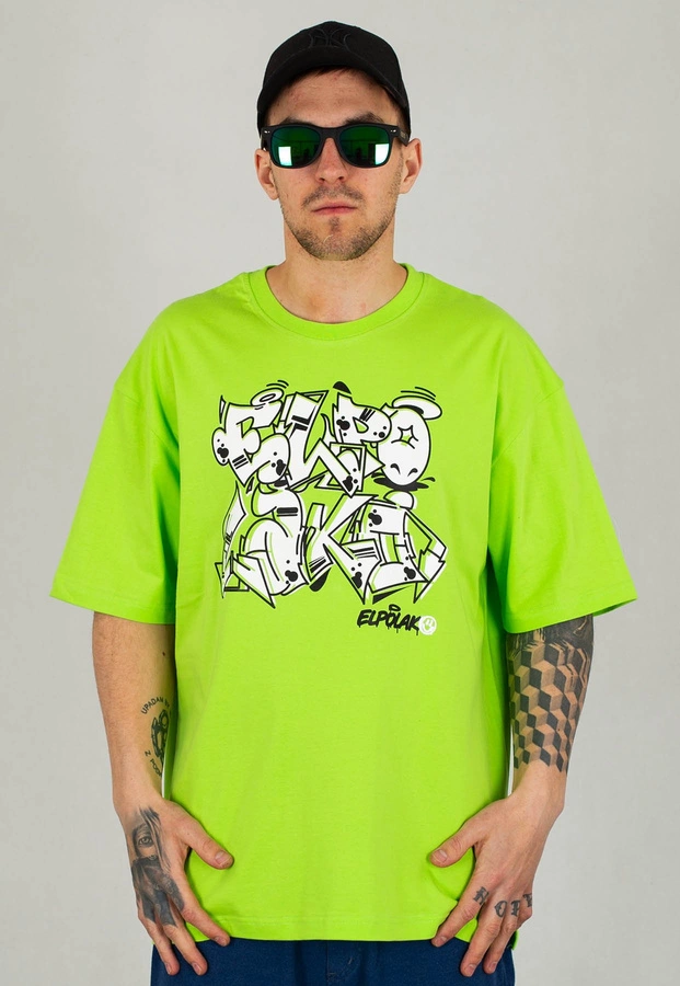 T-shirt El Polako Baggy Graffiti limonkowy