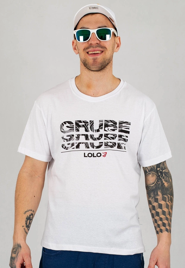 T-shirt Grube Lolo Triple Logo biały