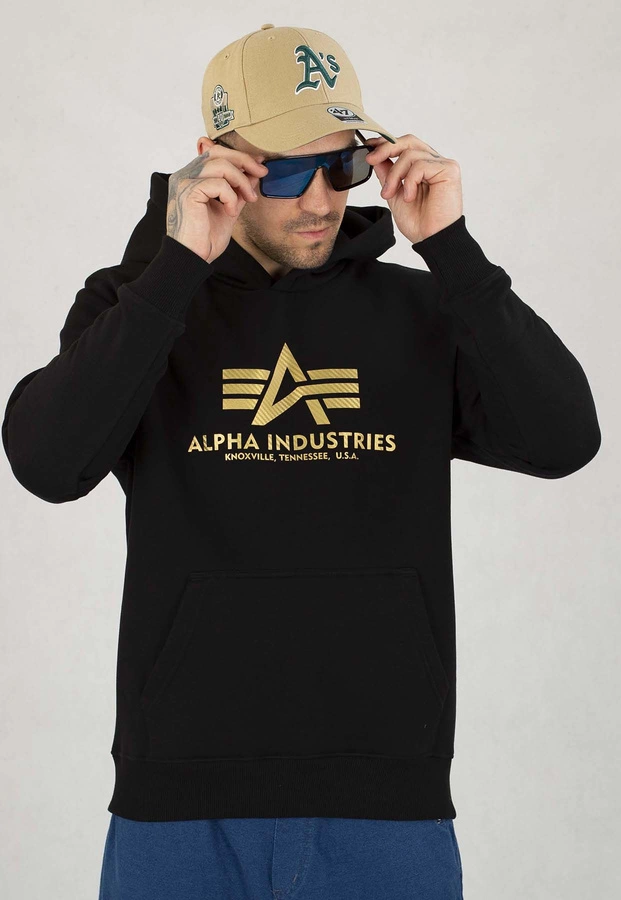 Bluza Alpha Industries Z Kapturem Basic Carbon 146343 czarno złota