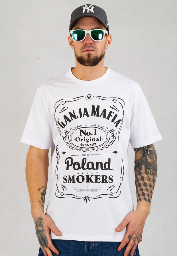 T-shirt Ganja Mafia Heavy Smokers biały